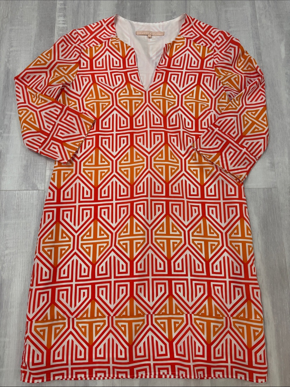 Hutch Geometric Dress in Red and Orange Lined XSmall